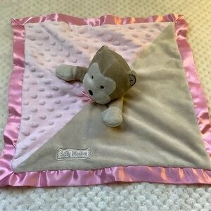 Baby Gear Silly Monkey Plush Pink Tan Monkey Lovey Take Along Security Blanket